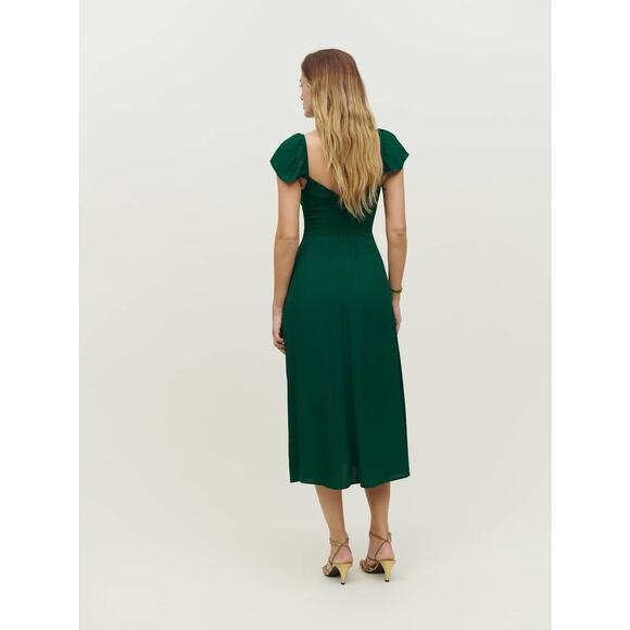 Reformation Baxley Midi Dress Emerald Green Size 8 Holiday Party Formal Wedding - Picture 4 of 16